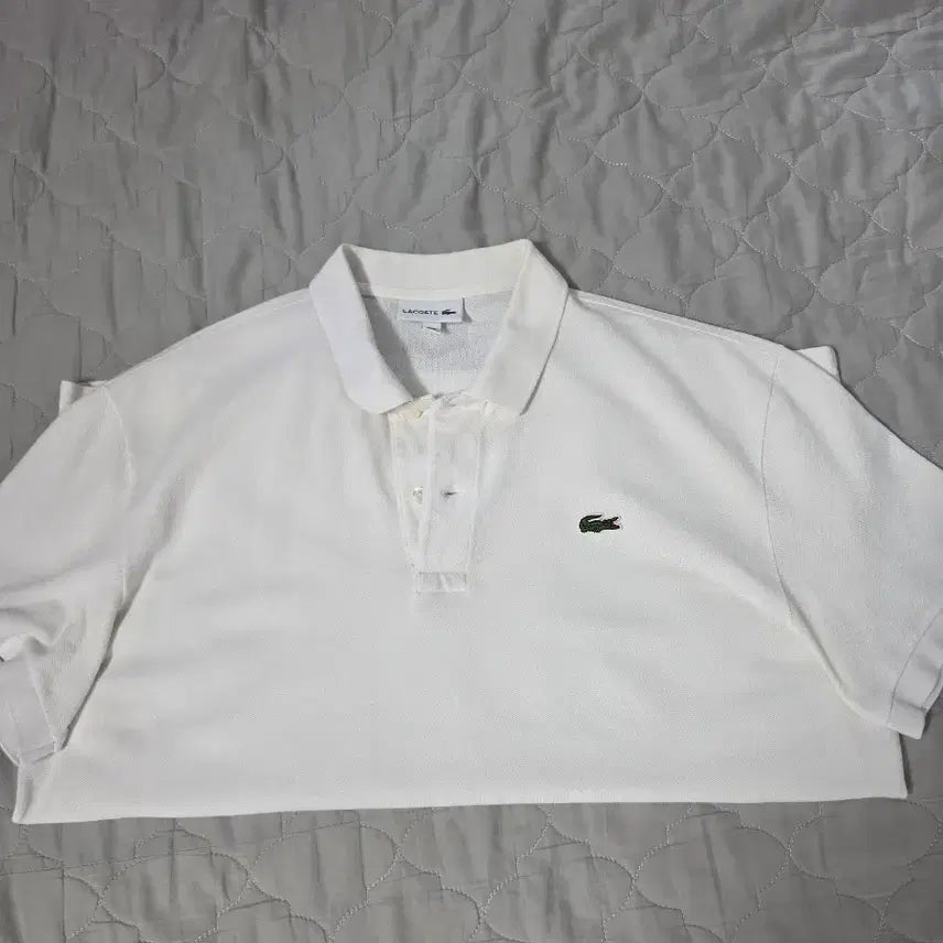 [BUNJANG] Lacoste French Rib Basic Polo Shirt White Size 6 / 라코스테 프렌치레귤러  베이직 폴로티 카라티 6사이즈 화이트