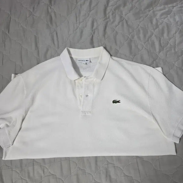 [BUNJANG] Lacoste French Rib Basic Polo Shirt White Size 6 / 라코스테 프렌치레귤러  베이직 폴로티 카라티 6사이즈 화이트