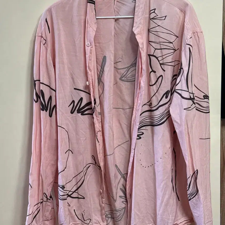 [BUNJANG] System Homme Rayon Shirt with Black Pattern / 시스템옴므 레이온 셔츠