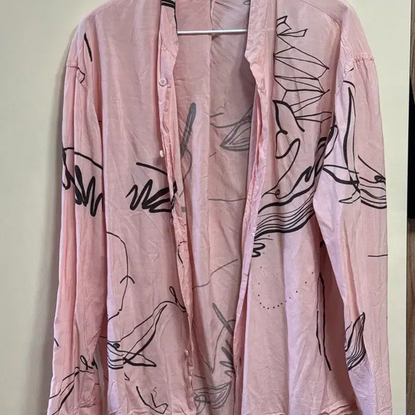 [BUNJANG] System Homme Rayon Shirt with Black Pattern / 시스템옴므 레이온 셔츠