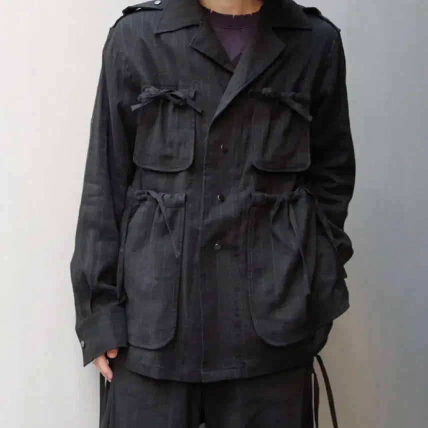 [BUNJANG] Sasquatchfabrix. Drawstring PK Bush Shirt Jacket Black L / 사스콰치패브릭스 드로우스트링 PK 부쉬 셔츠 자켓 블랙 L사이즈