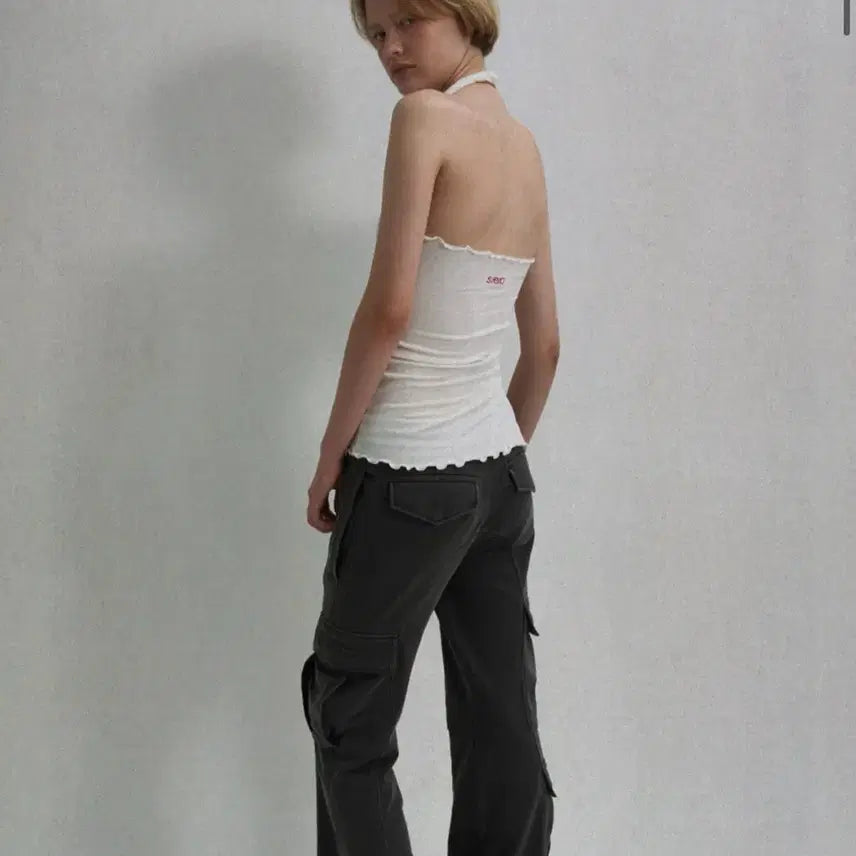 [BUNJANG] SEO Uffle Tie Halter Top - Ivory / 에스이오 UFFLE TIE HALTER TOP_IVORY(1회착용)