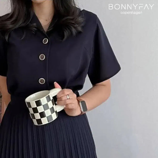 [BUNJANG] Bonipae Navy Two-Piece Style Set Dress / 보니페이의 네이비 투피스형 세트 원피스