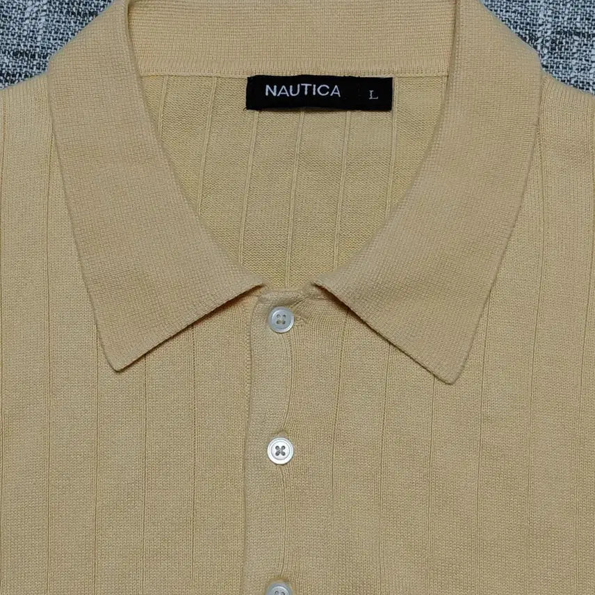 [BUNJANG] Nautica x Descente Vintage Ribbed Short Sleeve Knit Polo Shirt / [L] 03 노티카 x 데상트 빈티지 골지 반소매 카라 니트 셔츠