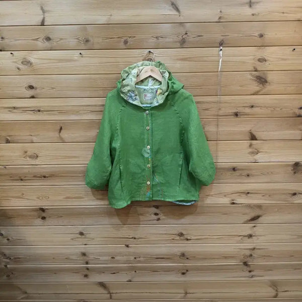 [BUNJANG] Haera Linen Hooded Jacket Green / 그린 후드 린넨 자켓