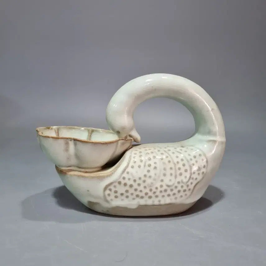 [BUNJANG] 19th Century Celadon Porcelain Swan Oil Lamp / 골동품 빈티지 청자 도자기 백조유등. 가19세9.3고14