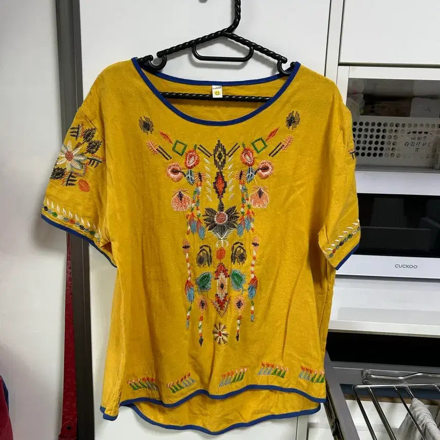 [BUNJANG] Bohemian Vintage Pattern Short Sleeve T-Shirt / 보헤미안 빈티지 패턴 반팔 티셔츠