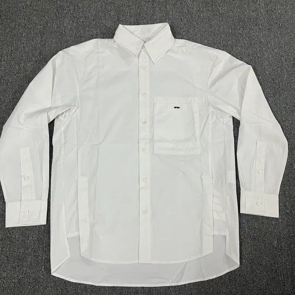 [BUNJANG] Wooyoungmi Cotton Shirt with Back Logo (Black/White) / 우영미 코튼 백로고 셔츠 블랙 화이트