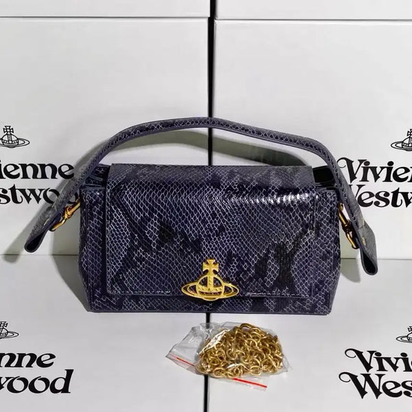 [BUNJANG] Vivienne Westwood Medium Hazel Python Shoulder Bag Blue Grey / 비비안 웨스트우드 미디엄 헤이즐 파이톤 숄더백 블루 그레이 미디옴 사이즈