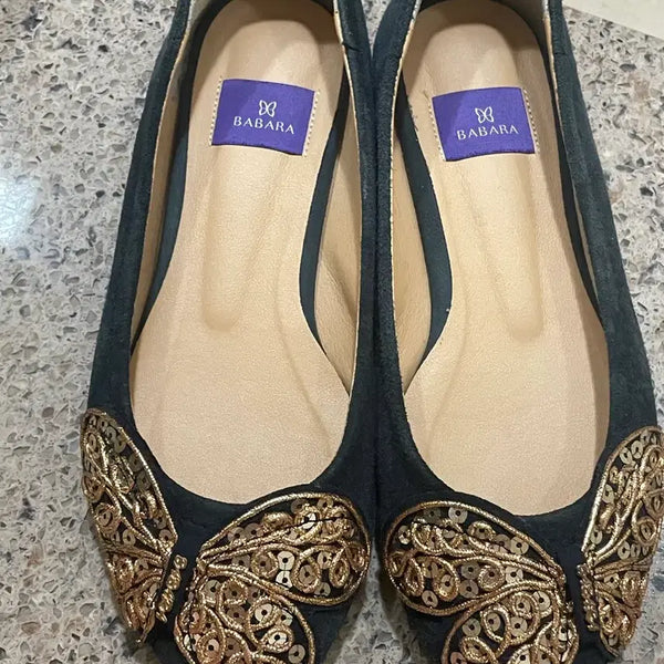 [BUNJANG] BABARA Gold Butterfly Ballet Flats (225) / [BABARA]바바라 플랫슈즈 금색 나비