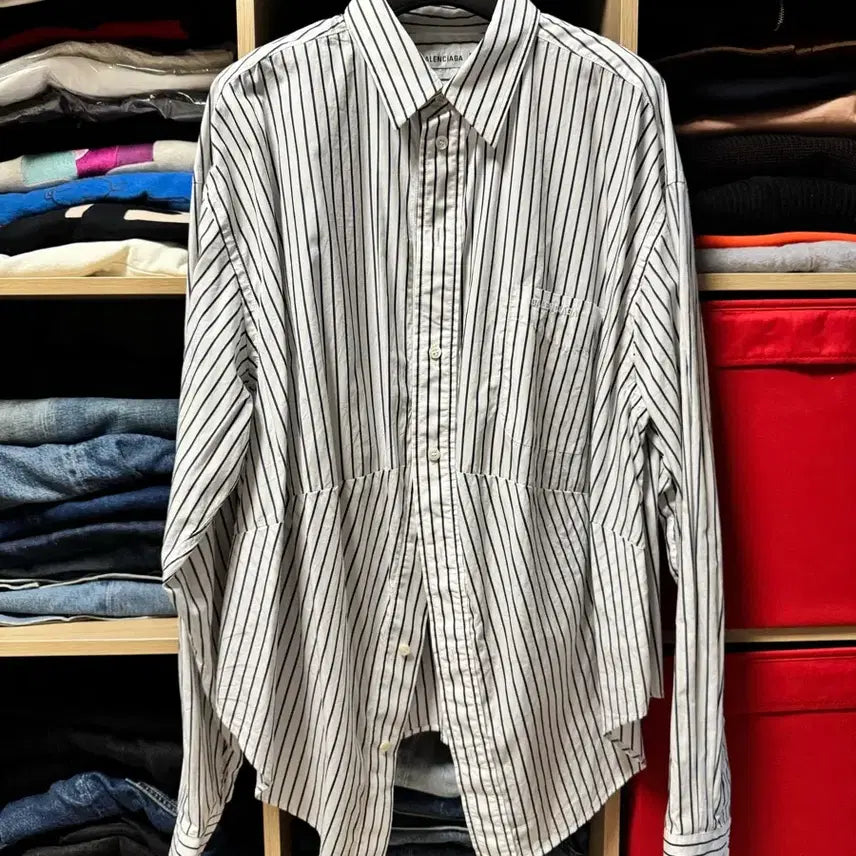[BUNJANG] Balenciaga Swing Stripe Shirt Size 34 / 발렌시아가 스윙 스트라이프 셔츠 34사이즈
