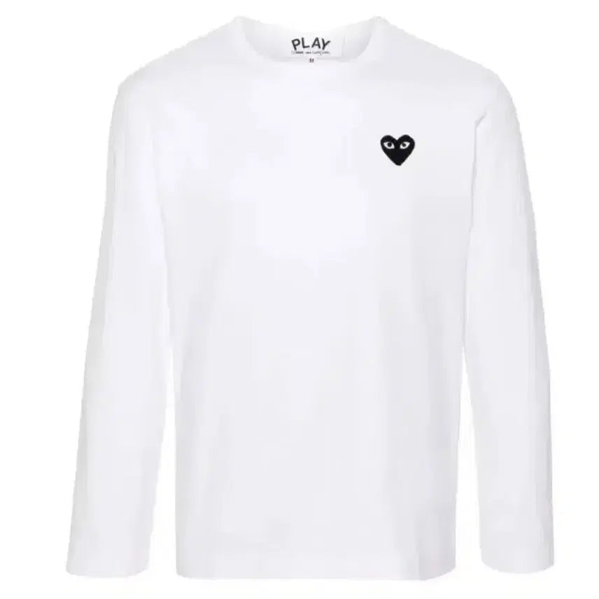 [BUNJANG] Comme des Garçons Black Wappen Play Long Sleeve T-Shirt White / 꼼데가르송 블랙 와펜 플레이 흰색 긴팔 티셔츠