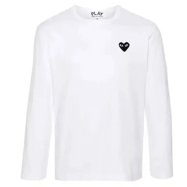 [BUNJANG] Comme des Garçons Black Wappen Play Long Sleeve T-Shirt White / 꼼데가르송 블랙 와펜 플레이 흰색 긴팔 티셔츠