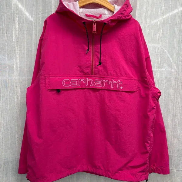 [BUNJANG] Carhartt WIP Script Windbreaker Pullover Anorak Pink / 칼하트 WIP 스크립트 윈드브레이커 핑크 풀오버 아노락