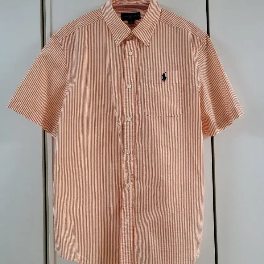 [BUNJANG] Polo Ralph Lauren Striped Short Sleeve Shirt Orange / 폴로 랄프로렌 스트라이프 반팔 셔츠 오렌지