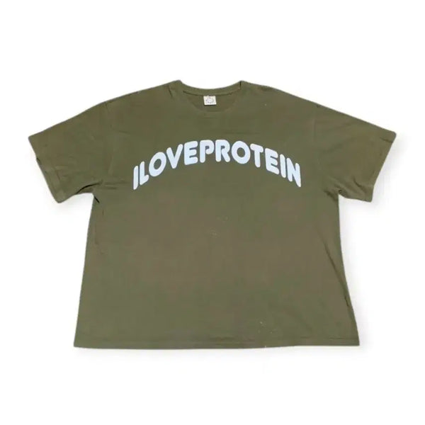 [BUNJANG] Iloveprotein Khaki Vintage Short-Sleeve T-Shirt / 아이러브프로틴 카키 빈티지 반팔 티셔츠