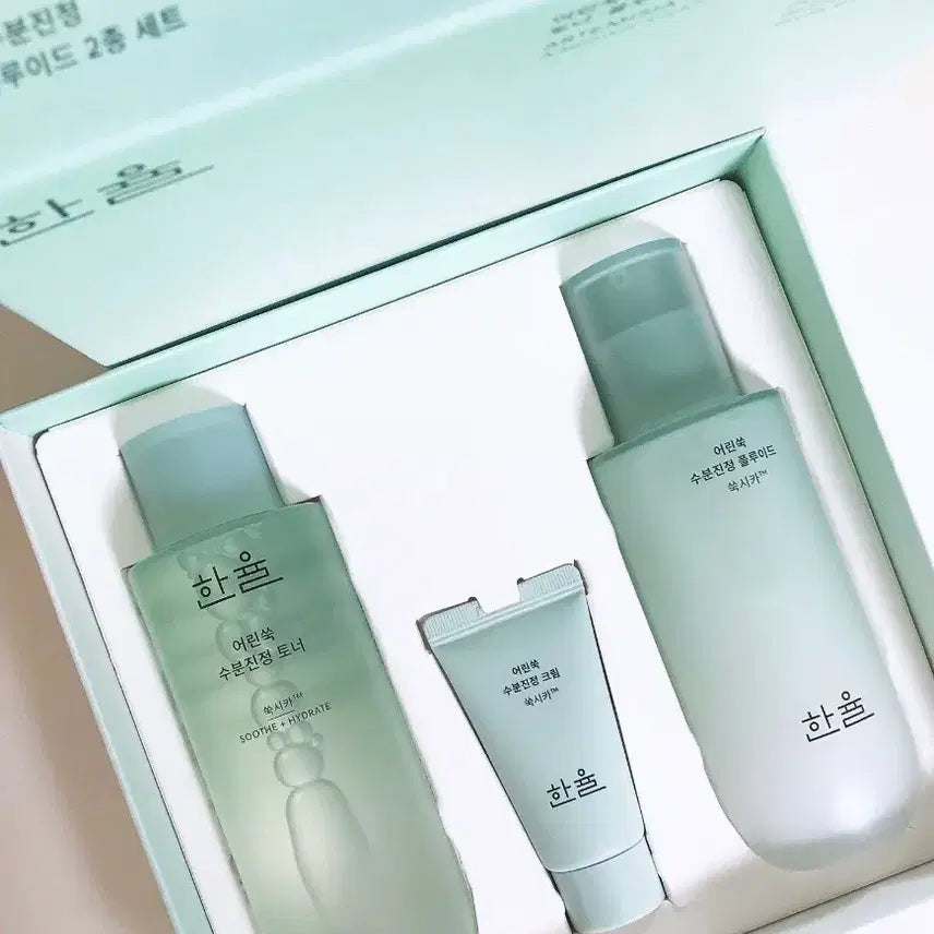 [BUNJANG] Hanyul Mugwort Hydrating & Calming Set - Toner Fluid & Mist / 한율 어린쑥 미스트 + 수분진정 토너 플루이드 2종 세트 스킨 로션 크림