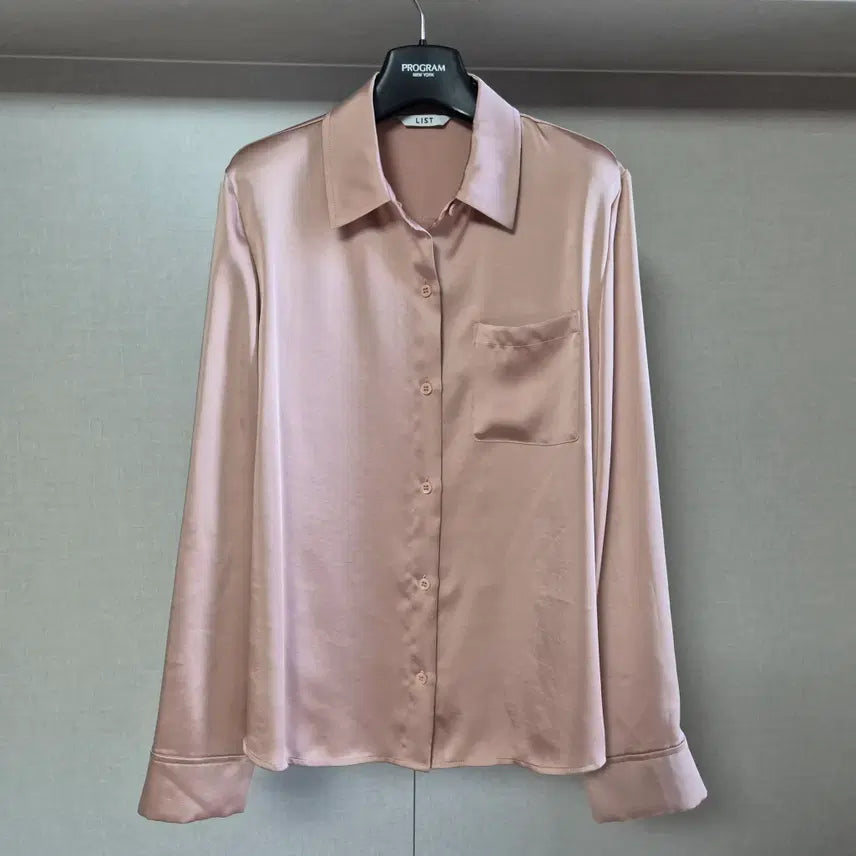 [BUNJANG] Listout Satin Shirt - Pink / 66)리스트 아웃 포켓 새틴 셔츠