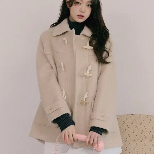 [BUNJANG] Rolarola Hairy Duffle Coat / 로라로라 24년 장원영 아일릿 민주 헤어리 더플 코트 하프 떡코