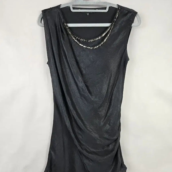 [BUNJANG] Obzee Silk-Like Sleeveless Blouse with Beaded Detail / [무료배송]한섬 오브제 0 여성 비즈 장식 실크 느낌 민소매 블라우스