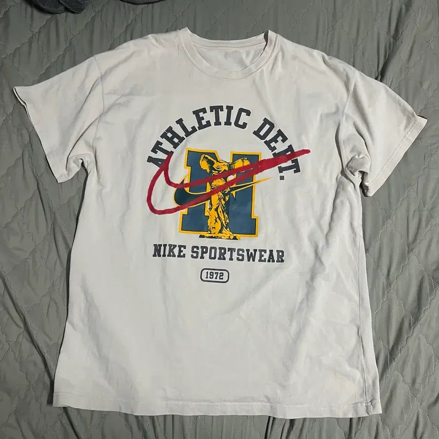 [BUNJANG] Nike Athletic T-Shirt L Ivory Vintage Sportswear / 나이키 애슬레틱 반팔 L 빈티지 스포츠웨어 반팔티 아이보리