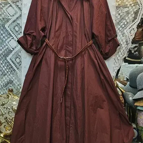 [BUNJANG] Brown Long Trench Belted Dress / 브라운 롱 트렌치 벨트원피스 FREE사이즈