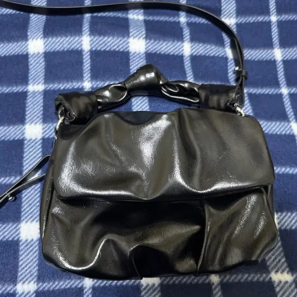[BUNJANG] ZARA Leather Shirring Crossbody Bag / ZARA 레더 셔링 크로스백