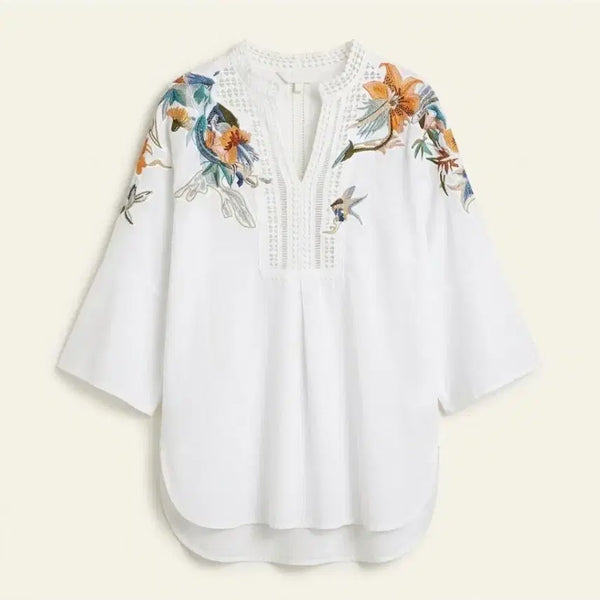 [BUNJANG] TIME By TIME Embroidery Lace Blouse / 한섬 타임 플라워 자수 레이스 블라우스