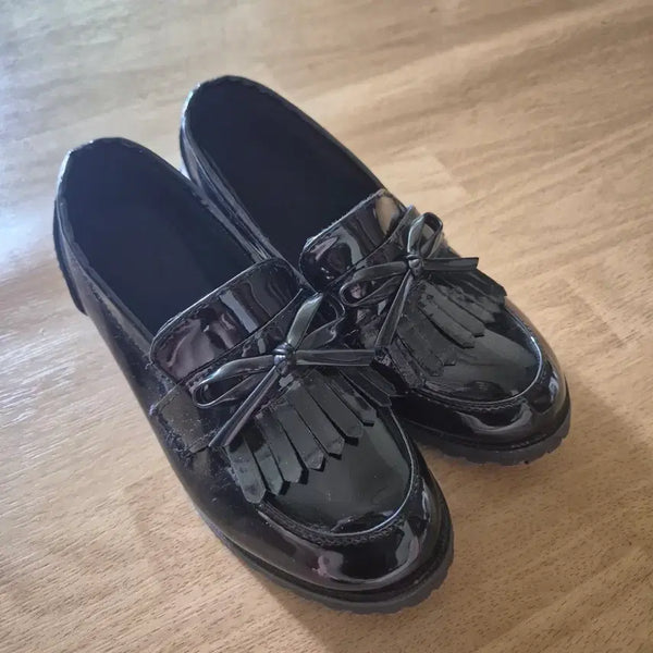 [BUNJANG] Black Enamel Tassel Loafers - Women's Size 230 / 에나멜 블랙 태슬 로퍼 여성 230