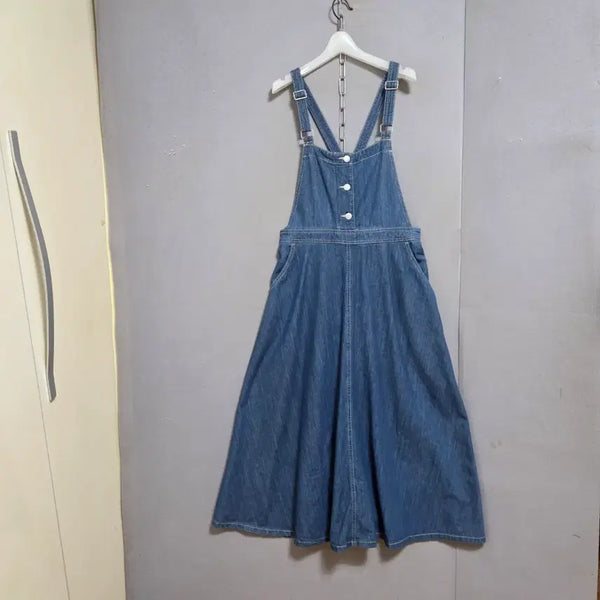 [BUNJANG] Vintage Blue Denim Overalls Dress Size L / 수입빈티지 청멜빵 원피스 L  n5528