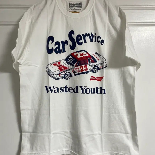 [BUNJANG] VERDY Wasted Youth x Car Service T-Shirt XL White / VERDY Wasted Youth x Car Service T-Shirt