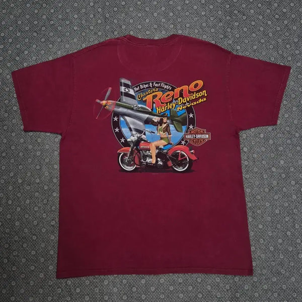 [BUNJANG] Harley-Davidson Chester's Reno Pin-up Girl Graphic T-Shirt / [L]할리데이비슨 네바다주 리노 딜러샵 핀업걸-A38