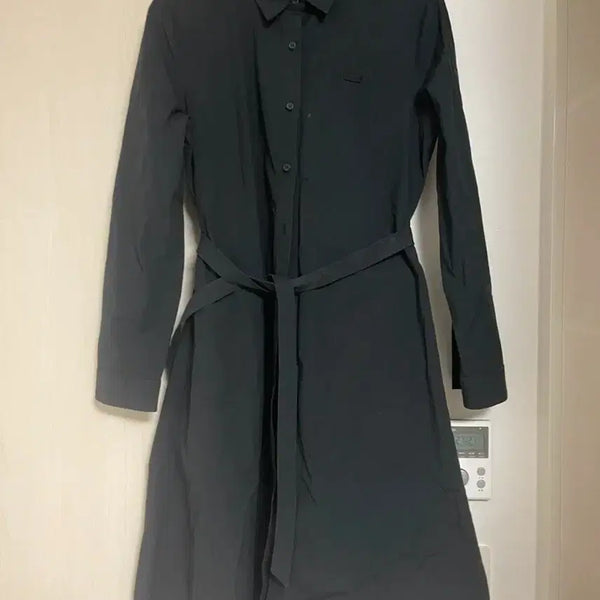 [BUNJANG] Lacoste Black Shirt Dress / 라코스테 블랙 셔츠형 롱 원피스