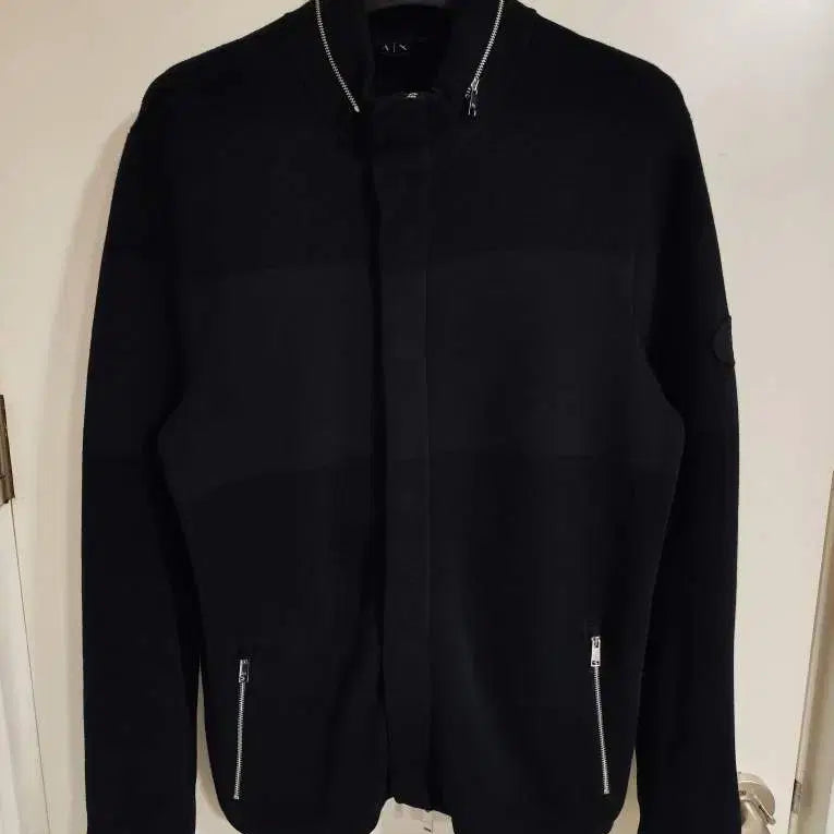 [BUNJANG] Emporio Armani Black Knit Zip-Up Jacket L / 100~105 알마니 블랙 니트 집업 자켓 L