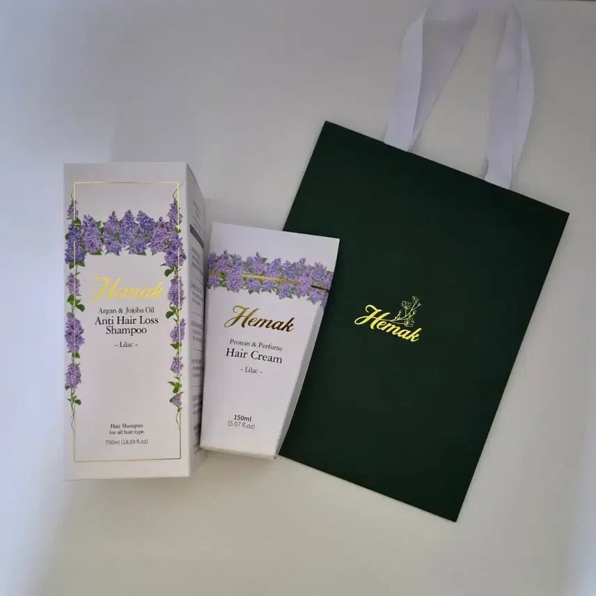 [BUNJANG] Hemac Argan & Jojoba Oil Anti-Hair Loss Shampoo & Protein & Perfume Hair Cream Set / 헤막 샴푸, 헤어크림 세트 - 라일락