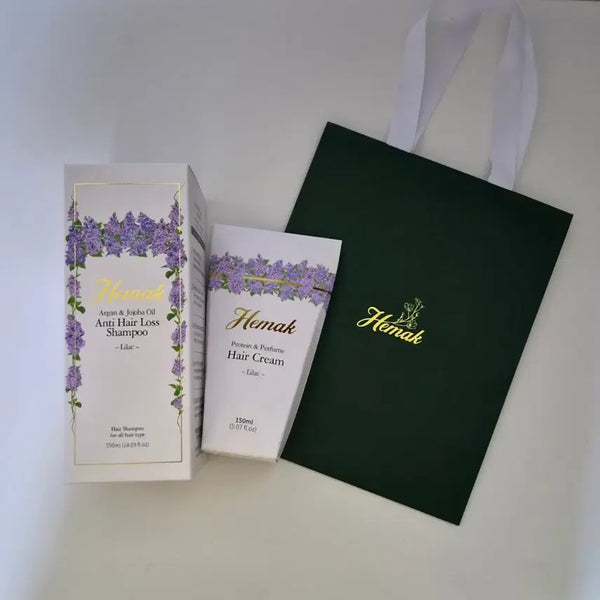 [BUNJANG] Hemac Argan & Jojoba Oil Anti-Hair Loss Shampoo & Protein & Perfume Hair Cream Set / 헤막 샴푸, 헤어크림 세트 - 라일락