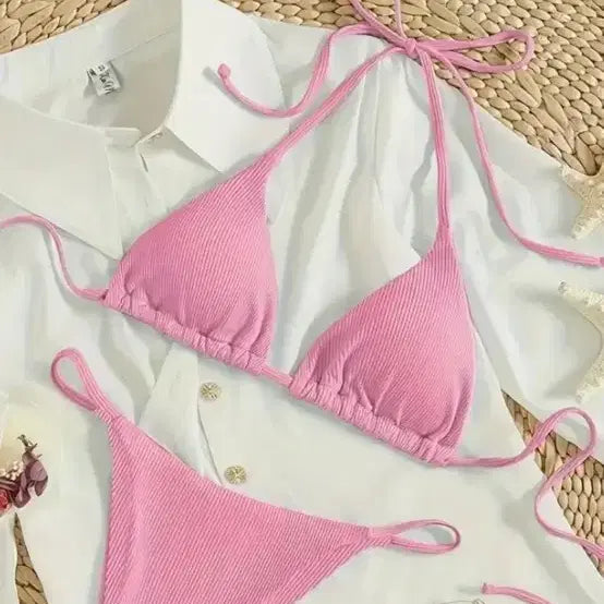 [BUNJANG] Pink String Bikini Set - Size M / 핑크색 끈 비키니 세트