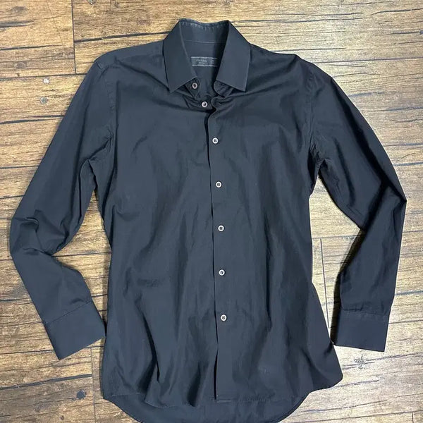 [BUNJANG] Prada Men's Black Minimalist Shirt UCM608 / 프라다 UCM608 남성 블랙 셔츠 95사이즈
