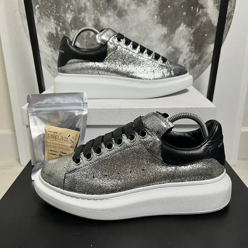 [BUNJANG] Alexander McQueen Cracked Silver Oversized Sneakers / 정품 38) 알렉산더 맥퀸 크랙 실버 오버솔 스니커즈 240~245