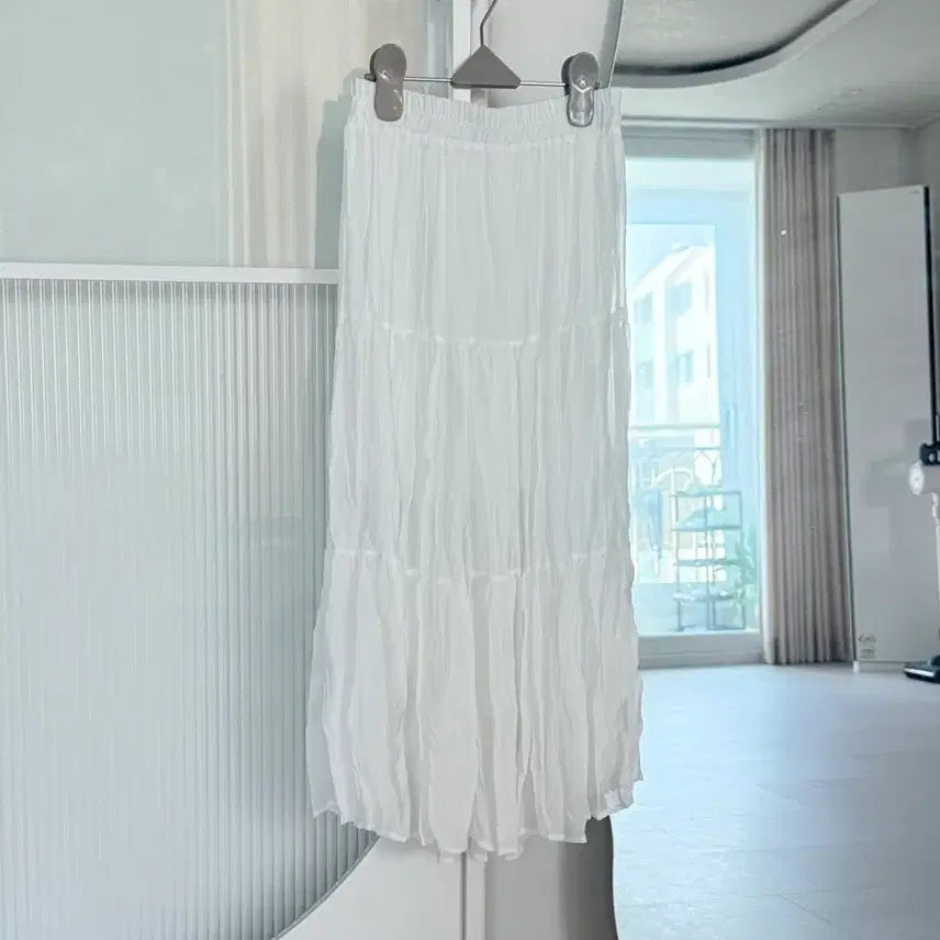 [BUNJANG] White Chiffon See-Through Layered Long Skirt / 새상품 화이트 쉬폰 시스루 롱 스커트 레이어드 데일리룩 데이트룩