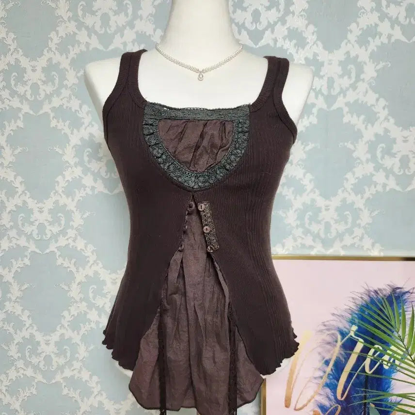 [BUNJANG] Vintage Ribbed Detail Sleeveless Top / 빈티지 골지 디테일 이쁜나시