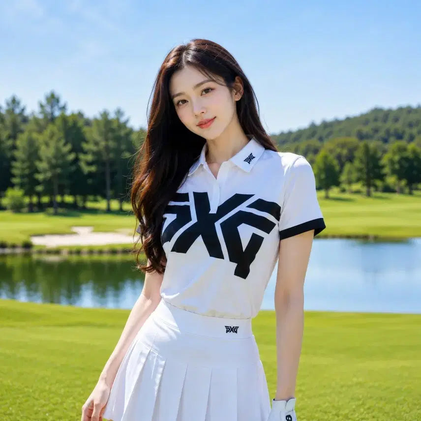 [BUNJANG] PXG Women's Golf Big Logo Short Sleeve Polo T-Shirt M / [국내정품]PXG 여성 골프 빅 로고 카라 반팔 티셔츠 M