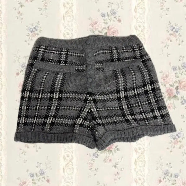 [BUNJANG] Vintage Japanese Knit Overall Shorts / 일본 빈티지 멜빵 니트 반바지