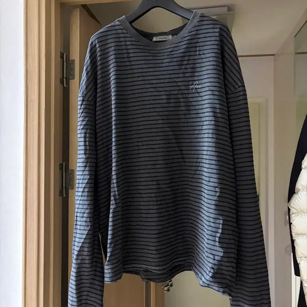 [BUNJANG] Dusty Overdyed Crop Long Sleeve - Dusty Charcoal / (3) 더스티 오버다이드 크롭 롱슬리브_더스티 차콜