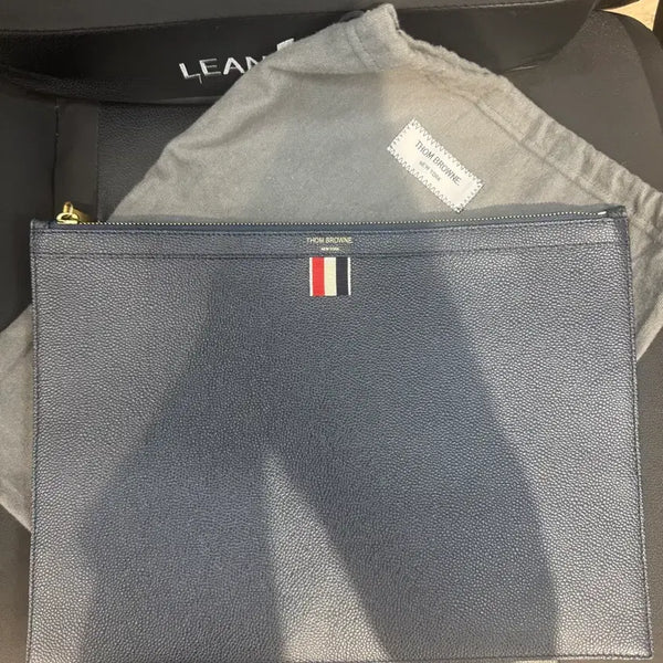 [BUNJANG] Thom Browne Navy Caviar Leather Clutch 34cm x 25cm / 톰브라운 캐비어 네이비클러치 가로34cm 세로25cm