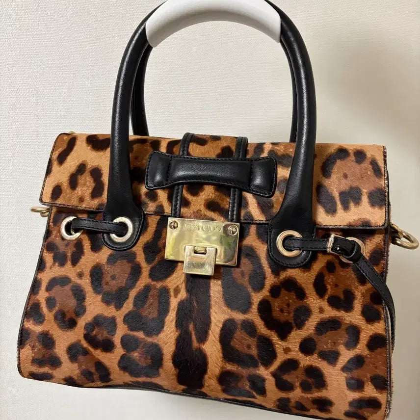 [BUNJANG] Jimmy Choo Rosalie Leopard Calf Hair Tote Bag / [지미추] 로잘리 레오파드 송치 갸루컨셉
