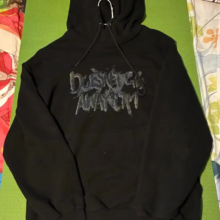 [BUNJANG] Oversized Black Logo Hoodie T-Shirt / 택포 오버핏 후드티 검은색 티셔츠 로고