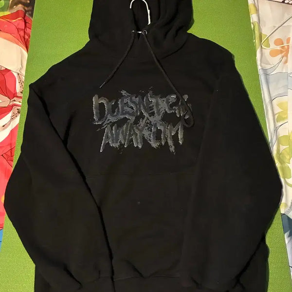 [BUNJANG] Oversized Black Logo Hoodie T-Shirt / 택포 오버핏 후드티 검은색 티셔츠 로고