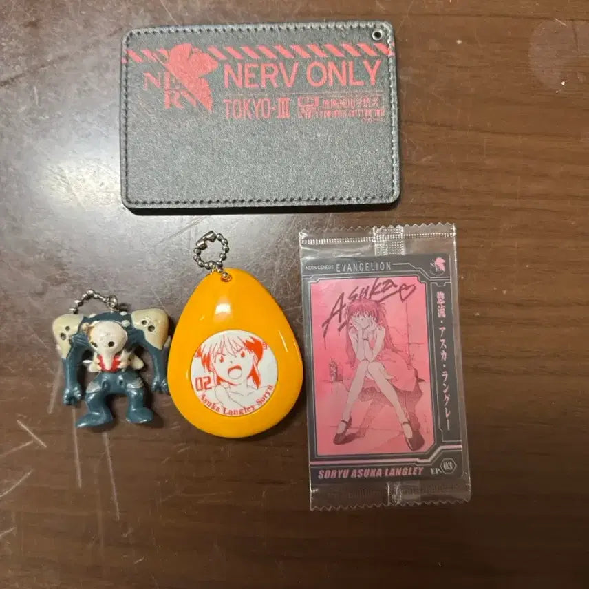 [BUNJANG] Evangelion NERV Mark Card Case + Asuka Voice Charm & Keychain Set / 에반게리온 카드케이스지갑 + 아스카 보이스챰,키링등