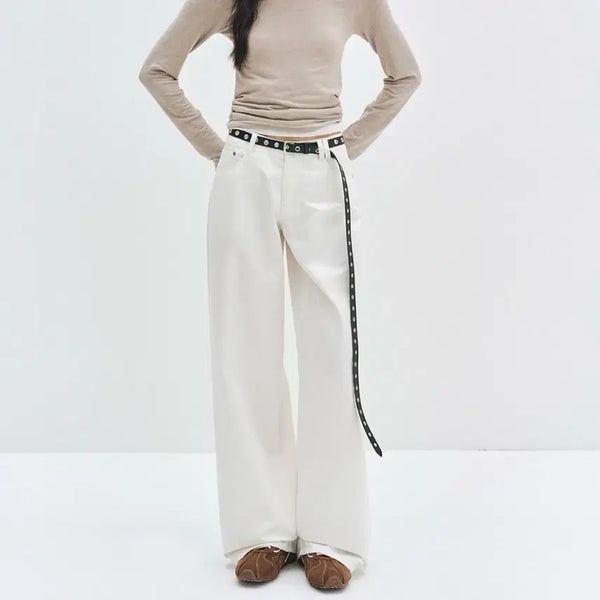[BUNJANG] DECKAT Signature Low Rise Wide Jeans (Ivory) / 데케트 바지 Signature Low Rise Wide Jeans 아이보